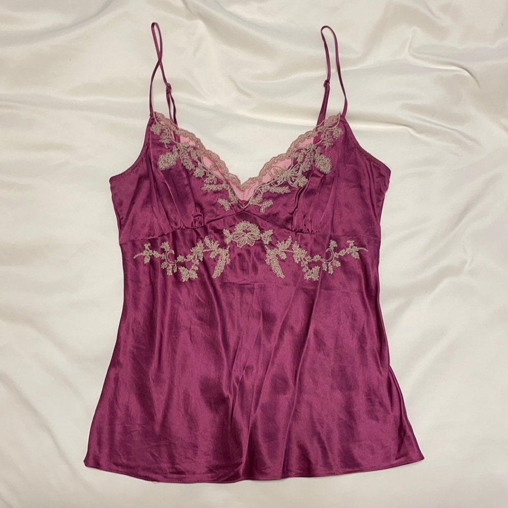 Beautiful Plum Camisole with Intricate Lace Small